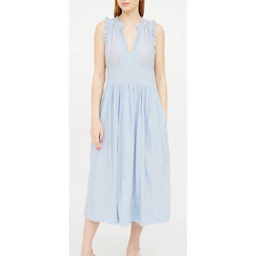 FB7 Ulla Johnson Striped Virginie Dress Blue White Maxi‎ Tunic Size 2 Women's